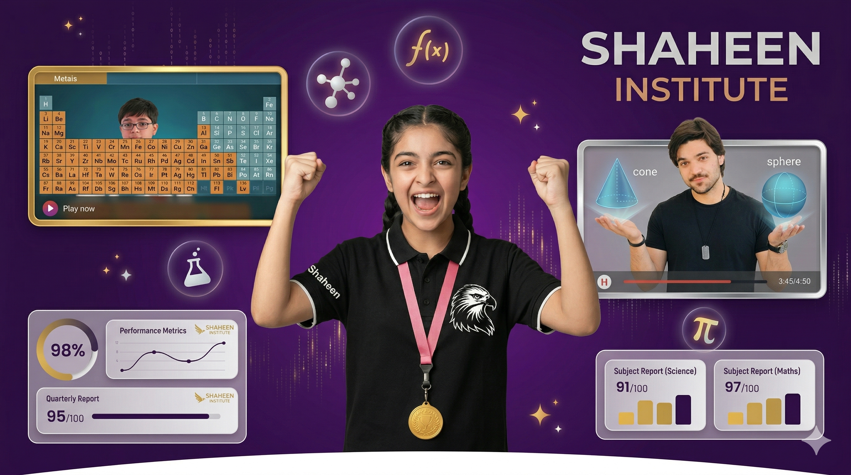 Shaheen Institute students and exam preparation visuals